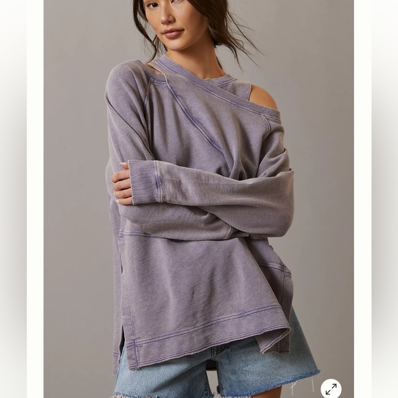 Pilcro Tops - Anthropology Pilcro Crossover Sweatshirt in washed purple, oversized XS